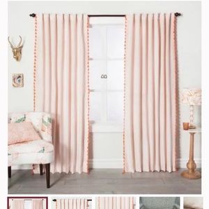 Opalhouse Blush Velvet Curtain Panel with Tassels 54W x 106L
